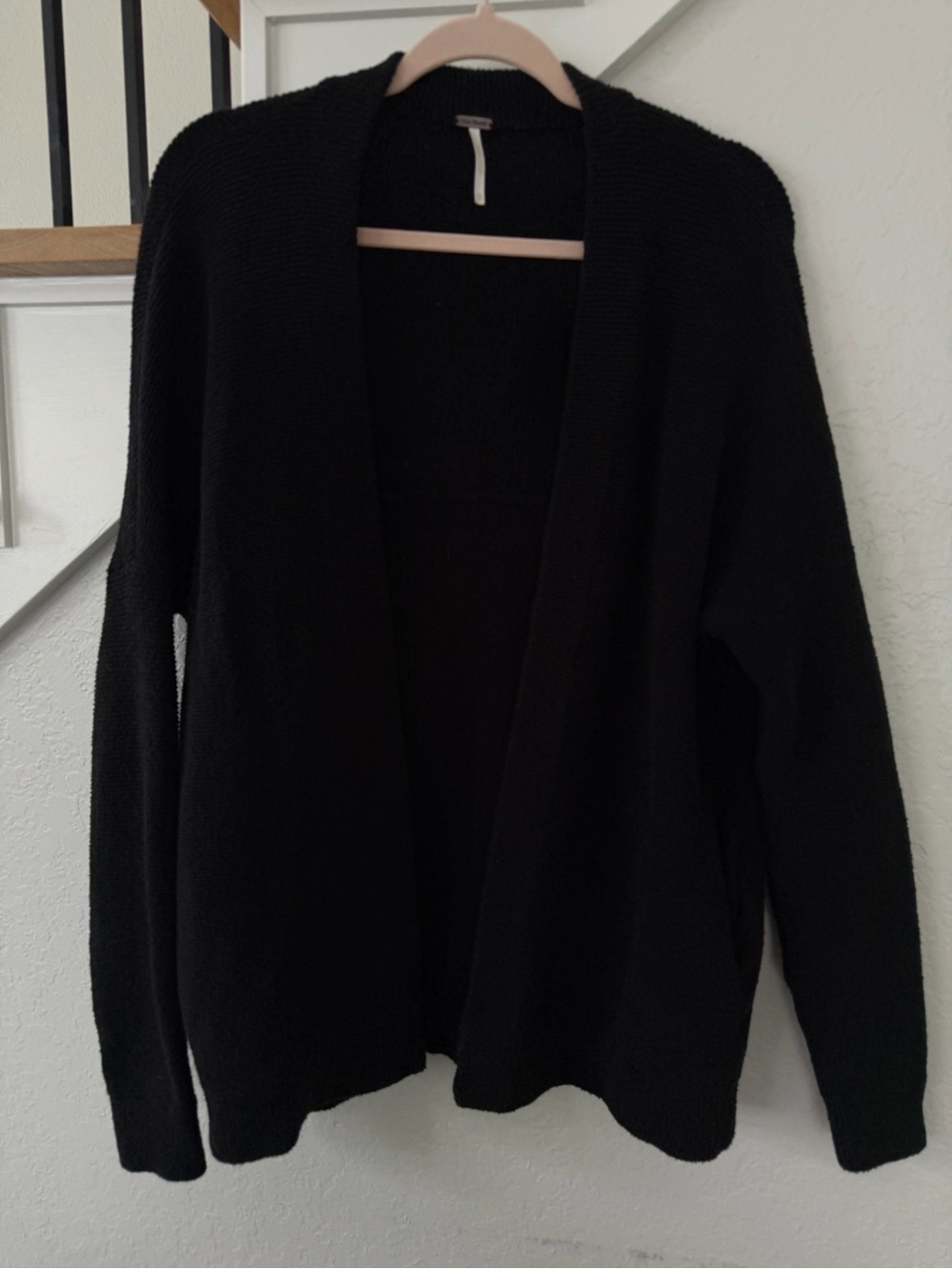 Free People Black Open-Front Knit Cardigan